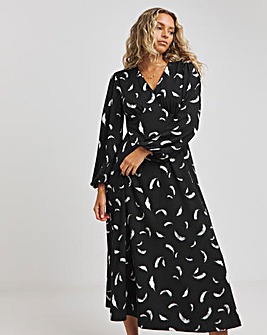 Black Print Supersoft Midi Dress