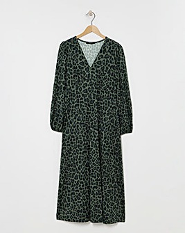 Green Animal Supersoft Midi Dress