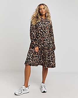 Leopard Supersoft Tiered Smock Dress