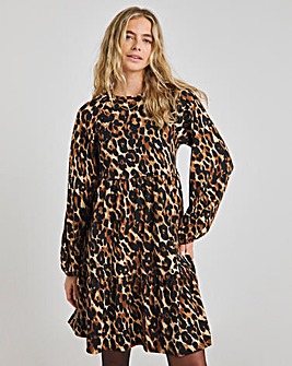 Leopard Supersoft Tiered Smock Dress