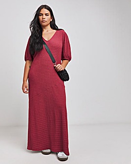 Rose Textured Jersey Asymmetric Seam Maxi Dress