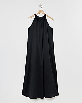 Black Satin Halter Neck Dress
