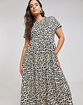 Leopard Print Supersoft Midi Dress With Pockets