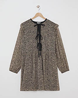 Printed Bow Front Georgette Skater Dress