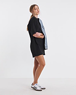 Black Jersey Boxy T-Shirt Dress