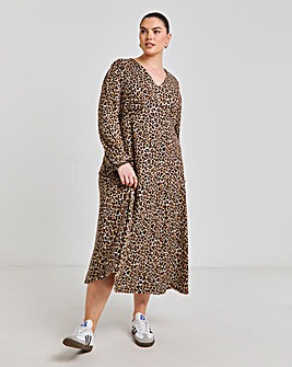 Leopard Print Supersoft Midi Dress