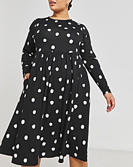 Spot Print Supersoft Pocket Midi Dress