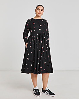 Ditsy Print Supersoft Pocket Midi Dress