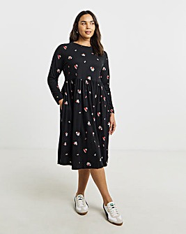 Ditsy Print Supersoft Pocket Midi Dress