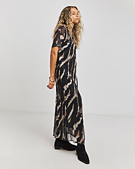 Animal Printed Mesh T-Shirt Dress