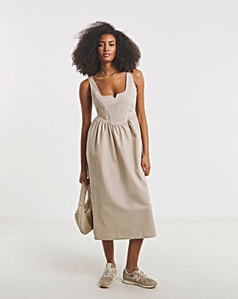 Stone Cargo Apron Midi Dress