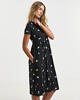 Disty Floral Print Supersoft Pocket Midi Dress