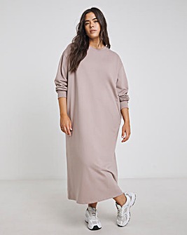 Mocha Relaxed Fit Midi Sweat Dress