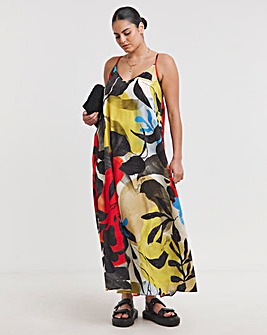 Multi Print Trapeze Maxi Dress