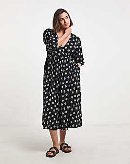 Ditsy Print Supersoft Wrap Midi Dress