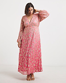 Pink Ombre Jacquard Maxi Dress