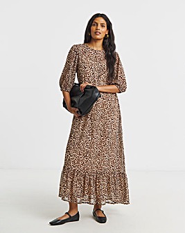 Leopard Print Georgette Maxi Dress