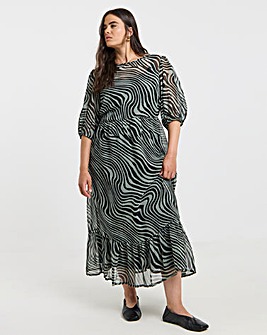Simply Be Green Print Georgette Maxi Dress