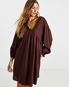 Simply be Chocolate Linen Blend Smock Dress