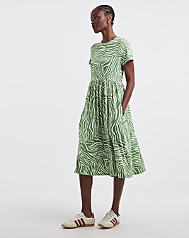 Olive Print Supersoft Pocket Midi Dress