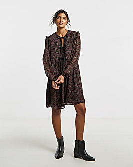 Ditsy Print Bow Detail Skater Dress