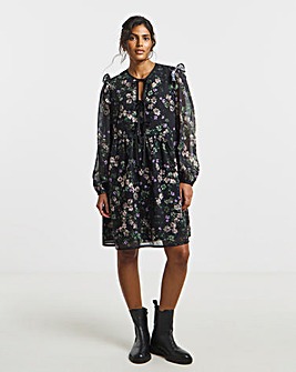 Ditsy Print Bow Detail Skater Dress