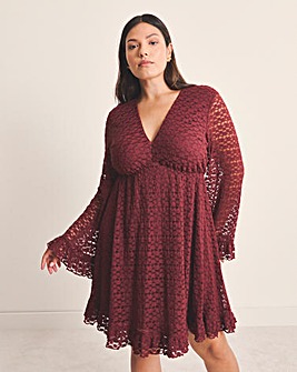 Burgundy Lace Skater Dress