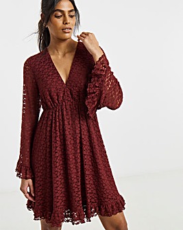 Burgundy Lace Skater Dress