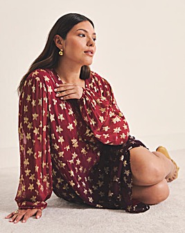 Ombre Star Jacquard Skater Dress