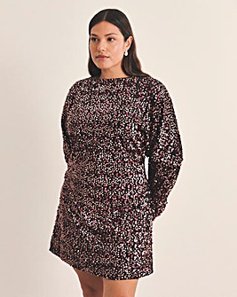 Simply Be Burgundy Velour Sequin Mini Dress