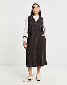 Simply Be Chocolate Suedette Button Through Midi Dress