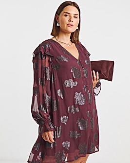 Simply Be Plum Jacquard Smock Dress