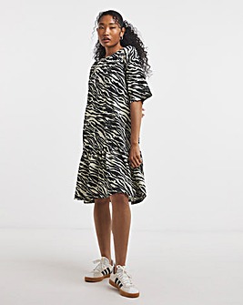 Simply Be Zebra Print Textured Jersey Drop Hem Smock Dress