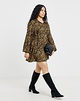 Leopard Print Shirt Dress With Cinch Waist Detail