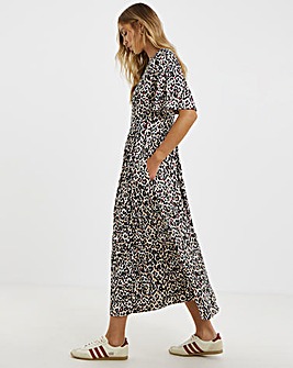 Leopard Supersoft Boat Neck Midi Dress