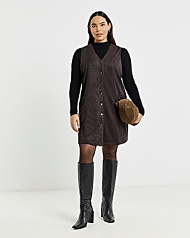 Simply Be Chocolate Suedette Button Through A Line Dress