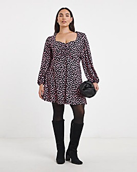 Pink Print Supersoft Sweetheart Neck Skater Dress