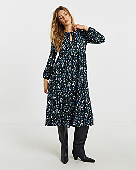 Simply Be Spot Print Supersoft Tie Neck Midi Dress