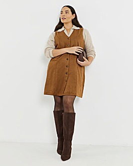 Simply Be Tan Suedette Button Through A Line Dress