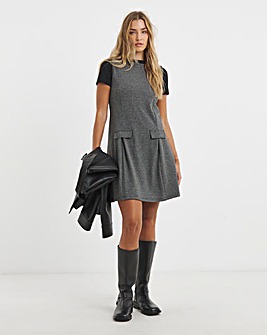 Simply Be Grey Check Print Jersey Jacquard Shift Dress