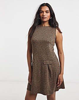 Simply Be Leopard Print Jersey Jacquard Shift Dress
