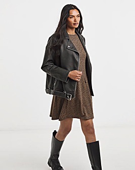 Simply Be Leopard Print Jersey Jacquard Shift Dress