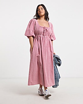 Seersucker Gingham Midi Dress