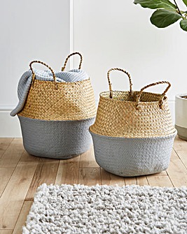 Set of 2 Colour Dipped Storage Baskets