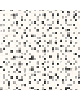 Contour Checkered Tile Effect Black, White & Silver Wallpaper