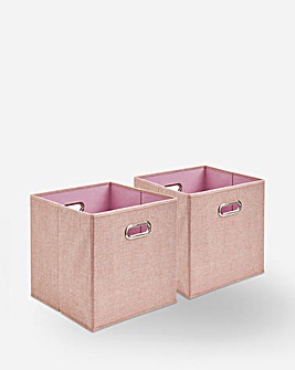 Set of 2 Faux Linen Storage Baskets