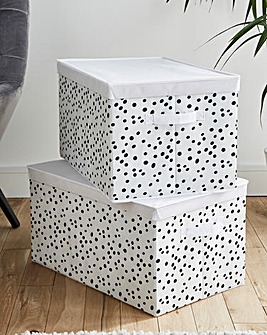 Set of 2 Spotty Storage Boxes with Lid