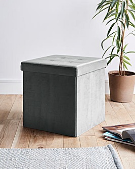 Grey Velvet Storage Cube