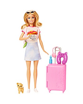 Barbie Malibu Travel Playset with Puppy and 10 Accessories
