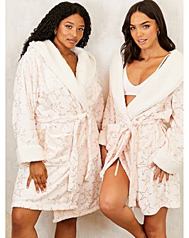 Jim Jam The label Pink Foil Star Dressing Gown